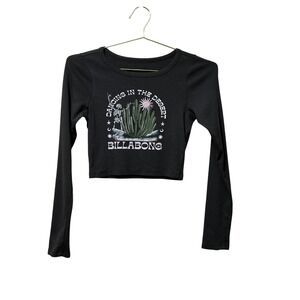 Billabong Crop Top M Dancing in the Desert Skeleton Long Sleeve Brown ABJZT01734